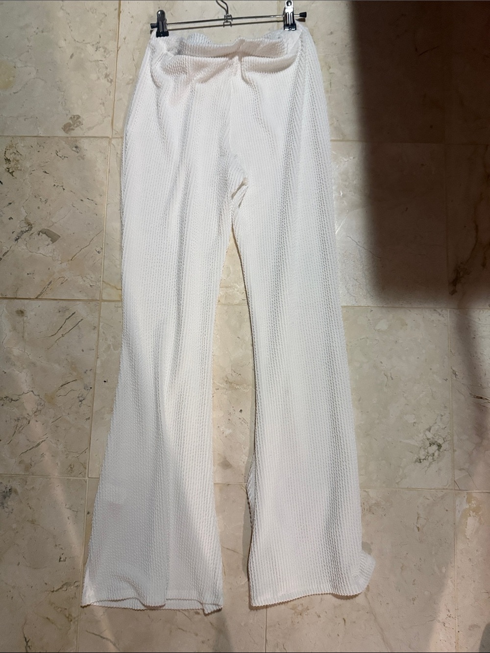 White Women's Textured Wide-Leg Pants